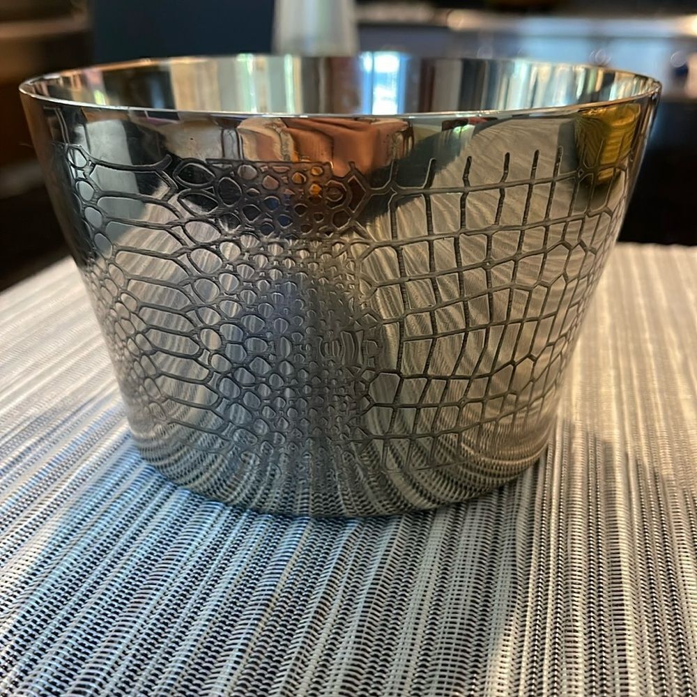 Godinger silver bowl with reptile print.